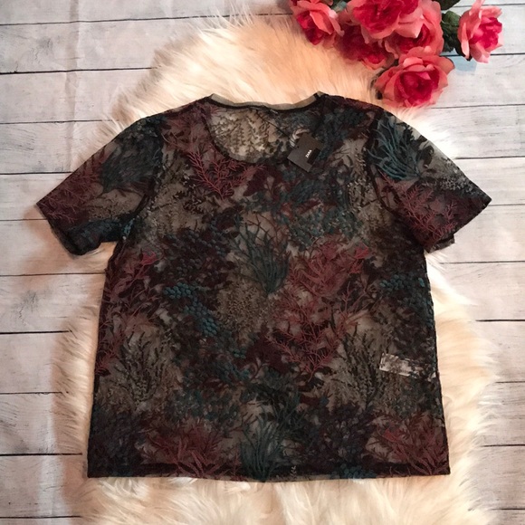 Zara Tops - NWT Zara Sheer Mesh Sea- Themed Embroidered Top